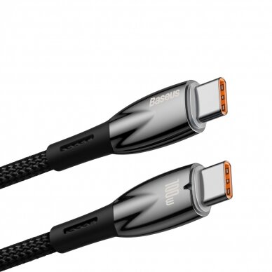 Baseus Glimmer Series cable with fast charging USB-C 480Mb/s PD 100W 1m Juodas 1