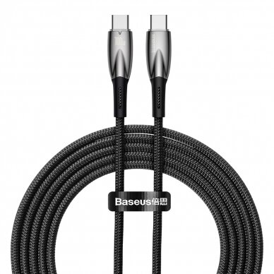 Baseus Glimmer Series cable with fast charging USB-C 480Mb/s PD 100W 2m Juodas