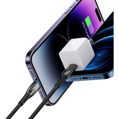 Baseus Glimmer Series cable with fast charging USB-C - Lightning 480Mb/s PD 20W 1m Juodas 6