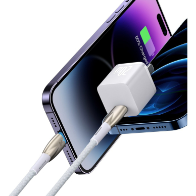 Baseus Glimmer Series cable with fast charging USB-C - Lightning 480Mb/s PD 20W 1m white 7