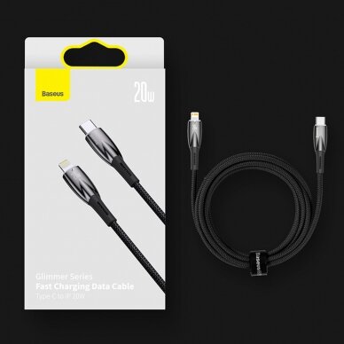 Baseus Glimmer Series Fast Charging Cable USB-A - USB-C 100W 480Mbps 2m Juodas 17