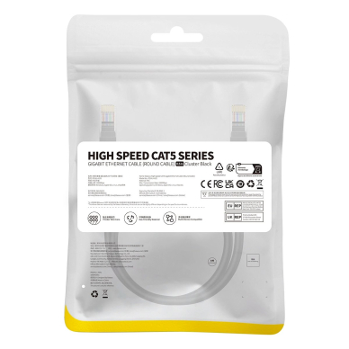 Baseus High Speed ​​Cat 5 RJ-45 Ethernet Kabelis 1000Mb/s 0.5m round - Juodas 5