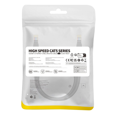 Baseus High Speed ​​Cat 5 RJ-45 Ethernet Kabelis 1000Mb/s 1m round - Juodas 5