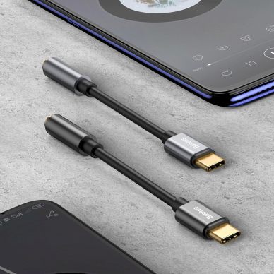 Baseus L54 adapterUSB-C Ausinės / mini jack 3.5mm DAC 24 bit 48 KHz - pilkas 8