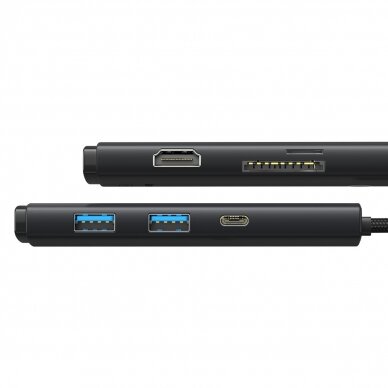 Baseus Lite Series multifunctional HUB USB Type C - 2 x USB 3.0 / USB Type C / HDMI 1,4 / SD / TF black (WKQX050001) 3