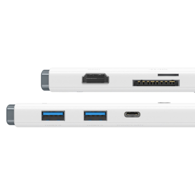 Baseus Lite Series multifunctional HUB USB Type C - 2 x USB 3.0 / USB Type C PD / HDMI 1,4 / SD / TF Baltas (WKQX050102) 2