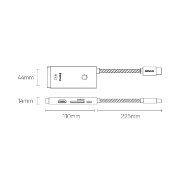 Baseus Lite Series multifunctional HUB USB Type C - 2 x USB 3.0 / USB Type C PD / HDMI 1,4 / SD / TF Baltas (WKQX050102) 23