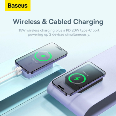 Baseus Magnetic Mini 20000 mAh 20W Powerbank - Juodas + USB-C / USB-C Kabelis 11