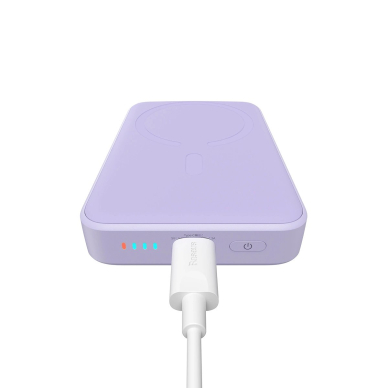 Baseus Magnetic Mini Induction Powerbank 10000mAh 20W - violetinis + USB-C - USB-C Kabelis 3