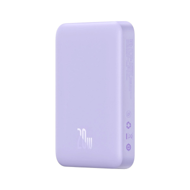 Baseus Magnetic Mini Induction Powerbank 10000mAh 20W - violetinis + USB-C - USB-C Kabelis