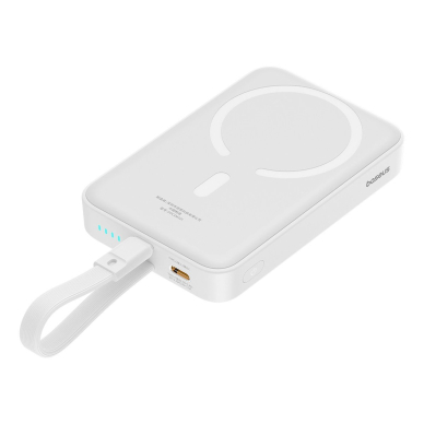 Baseus Magnetic Mini MagSafe 10000mAh 20W powerbankbuilt-in Lightning Kabelis - baltas + Baseus Simple Series USB-C - USB-C 60W 0.3m Kabelis 2