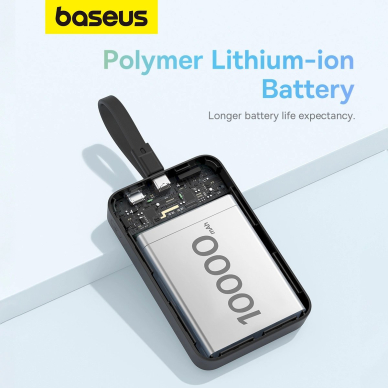 Baseus Magnetic Mini MagSafe 10000mAh 20W powerbankbuilt-in Lightning Kabelis - Juodas + Baseus Simple Series USB-C - USB-C 60W 0.3m Kabelis 12