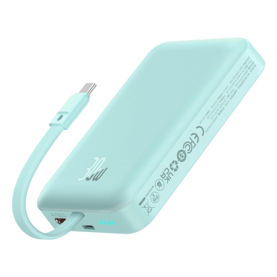 Baseus Magnetic Mini MagSafe 10000mAh 30W powerbankbuilt-in USB-C Kabelis - blue + Baseus Simple Series USB-C - USB-C 60W 0.3m Kabelis 7