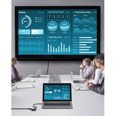 Baseus Metal Gleam 6in1 Multifunkcinis Šakotuvas HUB USB Type C - USB Type C 100 W / HDMI 4K 30 Hz / 3x USB 3.2 Gen 1 / RJ45 1 Gbps (CAHUB-CW0G) UGLX912 12