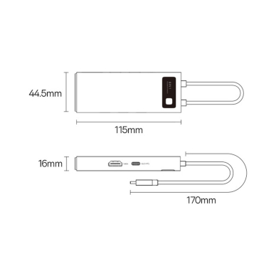 Baseus Metal Gleam Series Docking Station HUB 6 in 1 USB Type C - 1 x HDMI / 3 x USB 3.2 Gen. 1/1 x Power Delivery / 1 x VGA Pilas (WKWG030013) 23