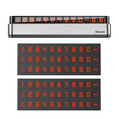 Baseus Moonlight Box Series silver parking number plate with telephone number 7