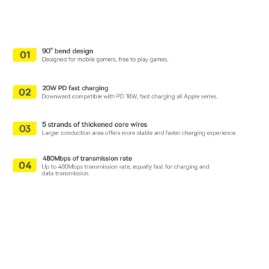 Baseus MVP 2 Elbow-shaped Fast Charging Data Cable Type-C to iP 20W 1m Juodas 17