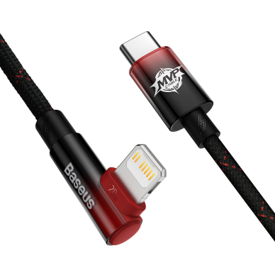 Baseus MVP 2 Elbow-shaped Fast Charging Data Cable Type-C to iP 20W 1m Juodas - Raudonas 1