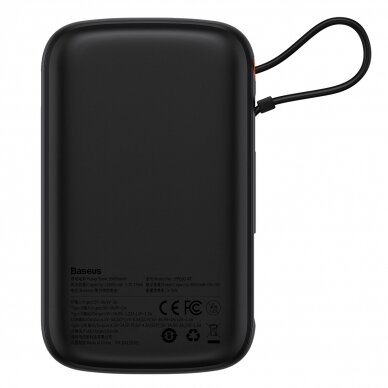 Baseus Qpow Digital Display powerbank with fast charging 10000mAh 22.5W QC/PD/SCP/FCP with built-in USB-C cable Juodas 2