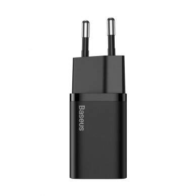 Baseus Super Si Quick Charger 1C 25W EU Sets Black + Mini Black Cable Type-C to Type-C 3A 1m (TZCCSUP-L01) 1