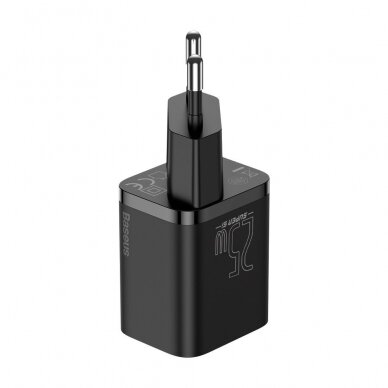 Baseus Super Si Quick Charger 1C 25W EU Sets Black + Mini Black Cable Type-C to Type-C 3A 1m (TZCCSUP-L01) 2