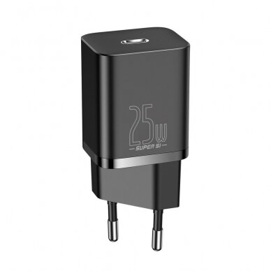 Baseus Super Si Quick Charger 1C 25W EU Sets Black + Mini Black Cable Type-C to Type-C 3A 1m (TZCCSUP-L01) 6