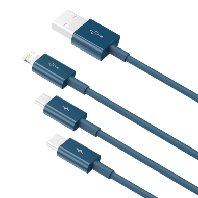 Baseus Superior Cable USB - Lightning / micro USB / USB Type 3,5 A 1,5m Blue (CAMLTYS-03) 3