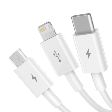 Baseus Superior Kabelis USB - Lightning / micro USB / USB Type 3,5 A 1,5m Baltas (CAMLTYS-02) 1