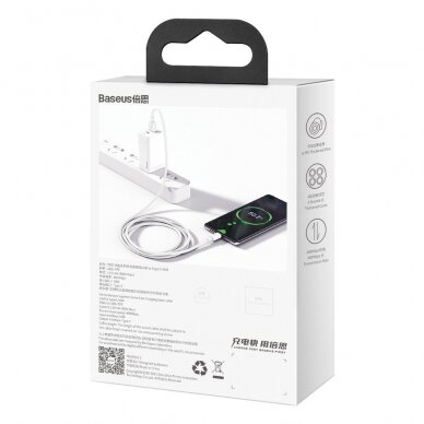 Baseus Superior Series Greito Įkrovimo Kabelis USB - USB Type C 66 W 6A 1 m Baltas (CATYS-02) 5