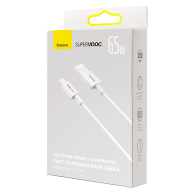 Baseus Superior Series SUPERVOOC USB-A to USB-C 65W 1m cable Baltas 4