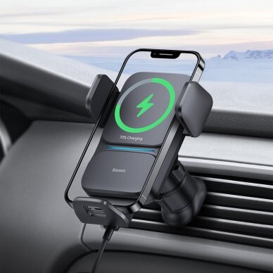 Baseus Wisdom induction charger car phone holder on the grill Juodas (CGZX000001) 3