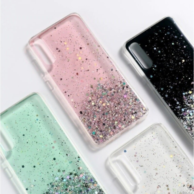 Blizgus TPU dėklas Wozinsky Star Glitter Samsung Galaxy A30 mėlynas 2