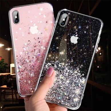 Blizgus TPU dėklas Wozinsky Star Glitter Samsung Galaxy A42 5G rožinis 8