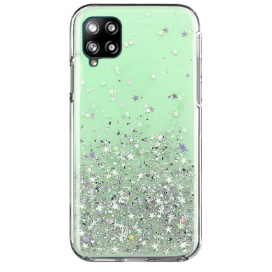 Blizgus TPU dėklas Wozinsky Star Glitter Samsung Galaxy A42 5G žalias