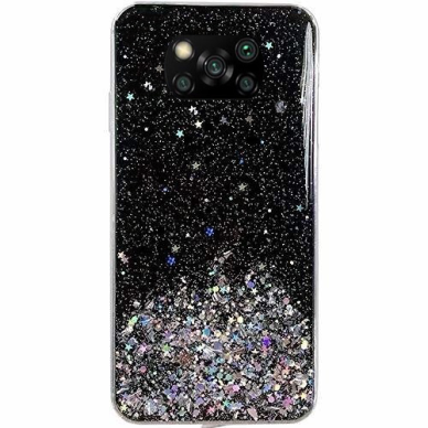 Blizgus TPU dėklas Wozinsky Star Glitter Xiaomi Redmi Note 9T 5G juodas