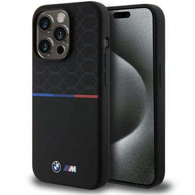 BMW M Silicone Pattern MagSafe Dėklas skirtas iPhone 15 Pro - Juodas