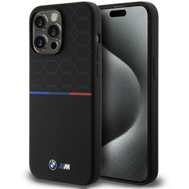 BMW M Silicone Pattern MagSafe Dėklas skirtas iPhone 15 Pro Max - Juodas