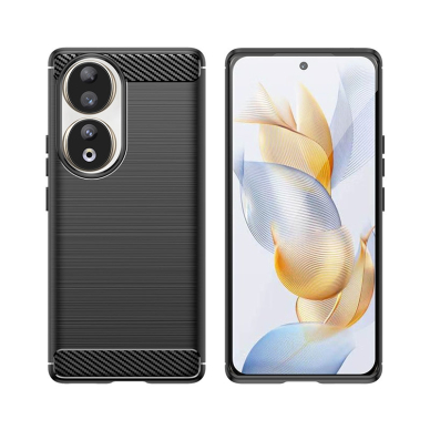 Carbon Case Silikoninis dėklas skirta Honor 90 - Juodas 1