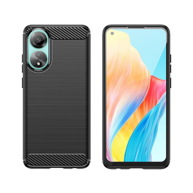 Carbon Case Silikoninis dėklas skirta Oppo A78 4G - Juodas 1