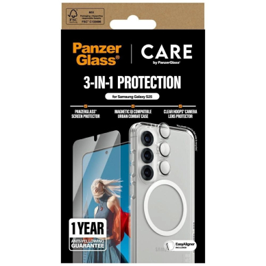 CARE by PanzerGlass Flagship 3in1 Dėklas + Stiklas + Kameros apsauga Samsung Galaxy S25 3