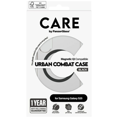 CARE by PanzerGlass Flagship Urban Combat Black QI Dėklas Samsung Galaxy S25 - Permatomas 3