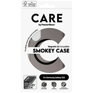 CARE by PanzerGlass Flagship Urban Combat Black QI Dėklas Samsung Galaxy S25 - Semi-Permatomas Smoke 3