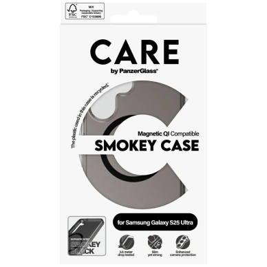 CARE by PanzerGlass Flagship Urban Combat Black QI Dėklas Samsung Galaxy S25 Ultra - Semi-Permatomas Smoke 3