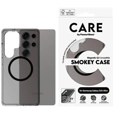 CARE by PanzerGlass Flagship Urban Combat Black QI Dėklas Samsung Galaxy S25 Ultra - Semi-Permatomas Smoke