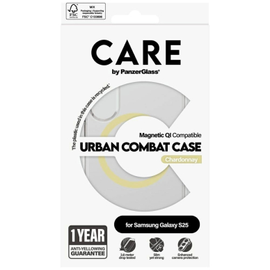 CARE by PanzerGlass Flagship Urban Combat Chardonnay QI Dėklas Samsung Galaxy S25 - Permatomas 3