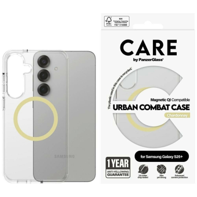 CARE by PanzerGlass Flagship Urban Combat Chardonnay QI Dėklas Samsung Galaxy S25+ - Permatomas