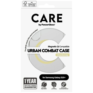 CARE by PanzerGlass Flagship Urban Combat Chardonnay QI Dėklas Samsung Galaxy S25+ - Permatomas 3