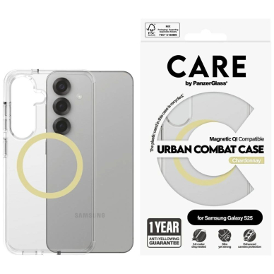 CARE by PanzerGlass Flagship Urban Combat Chardonnay QI Dėklas Samsung Galaxy S25 - Permatomas