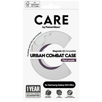 CARE by PanzerGlass Flagship Urban Combat Purple QI Dėklas Samsung Galaxy S25 Ultra - Permatomas 3