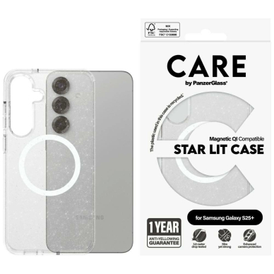 CARE by PanzerGlass Flagship Urban Combat StarLight White QI Dėklas Samsung Galaxy S25+ - Permatomas